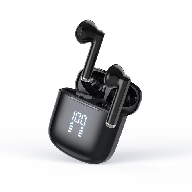 Kép 1/7 - EarFun Air Lite vezeték nélküli fülhallgató, akkumulátor kijelzővel, IPX7 vízállósággal, fekete (TW204)