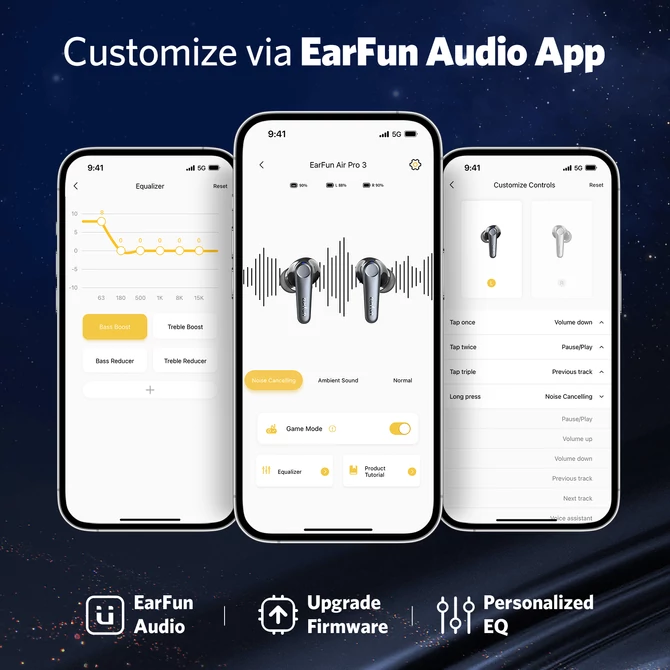 Kép 8/8 - EarFun Air Pro 3 teljesen vezeték nélküli fülhallgató zajszűréssel, 6 beépített mikrofonnal (TW500B)