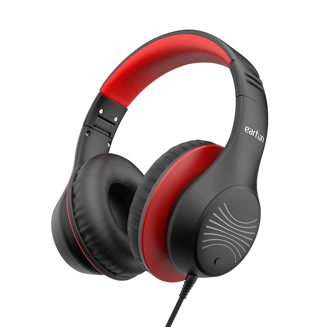 Kép 1/4 - Earfun K3 vezetékes gyerek fejhallgató, hangerőkorlátozás, LED világítással - USB-C - Fekete (K3CD-B)